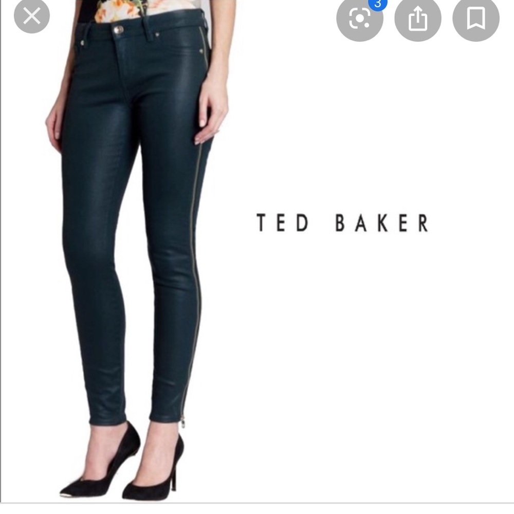 Ted Baker leather pants with zipper detail